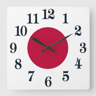 Horloge Carrée Japon - Drapeau japonais - Hinomaru