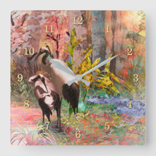 Horloge Carrée JAPONAIS CRANSE "Soleil levant"