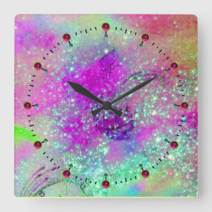 Horloge Carrée JARDIN DES OMBRES PERDUES -violet violet rose