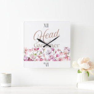 Horloge Carrée Jardinier en chef Cadeau floral pour la fête des m