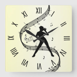 Horloge Carrée Jazz Dance Roman Numéros Jaune