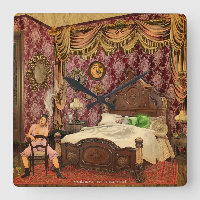 Horloge Carrée  Je n'aurais jamais dû épouser un pilote (Recto)