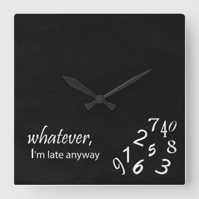 Horloge Carrée Je suis en retard (Recto)