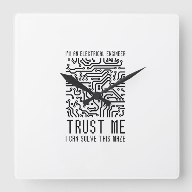 HORLOGE CARRÉE JE SUIS INGÉNIEUR ÉLECTRIQUE (Recto)