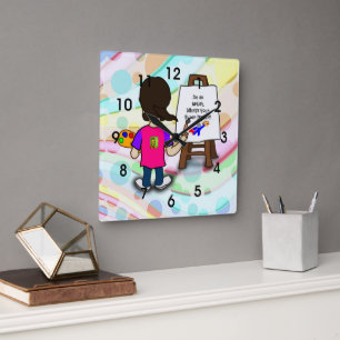Horloge Carrée Je suis un artiste, Quel est ton super pouvoir?