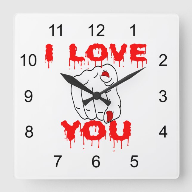 Horloge Carrée Je T'Aime (Recto)