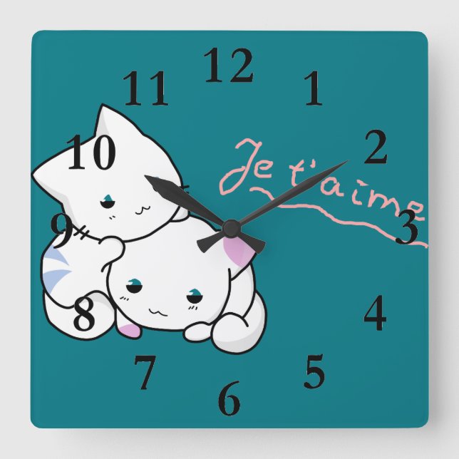 Horloge Carrée Je t'aime (Recto)