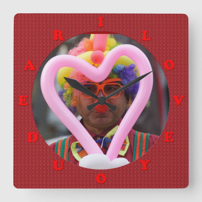 Horloge Carrée je t'aime cher (Recto)