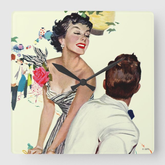 Horloge Carrée Je veux un homme (Recto)