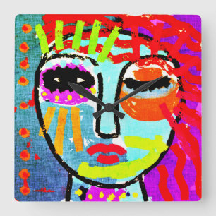 Horloge Carrée J'en ai assez de l'art Abstrait original