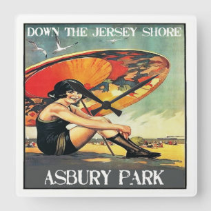 Horloge Carrée Jersey Shore Asbury Park 1920 Flapper Girl