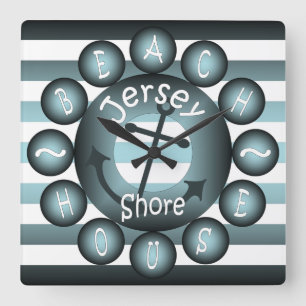 Horloge Carrée "Jersey Shore" "Beach House"