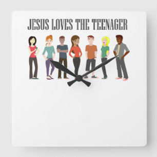 HORLOGE CARRÉE JÉSUS AIME L'HORLOGE D'ADOLESCENT
