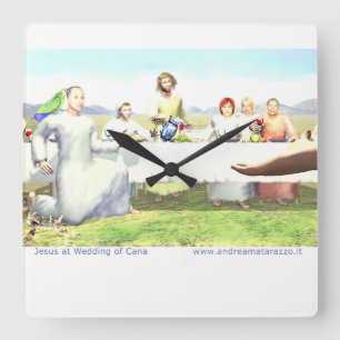 Horloge Carrée Jésus au Mariage de Cana