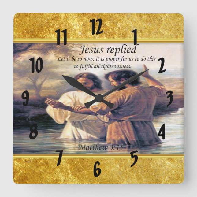Horloge Carrée Jésus Christ Baptême image un (Recto)