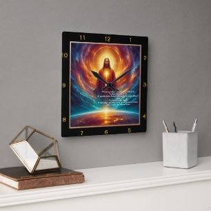 Horloge Carrée Jésus Debout Lumière céleste