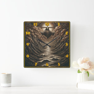 Horloge Carrée Jésus Émerge Des Nuages Sur Les Eaux Sérénissimes