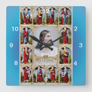 Horloge Carrée Jésus et l'horloge d'apôtres