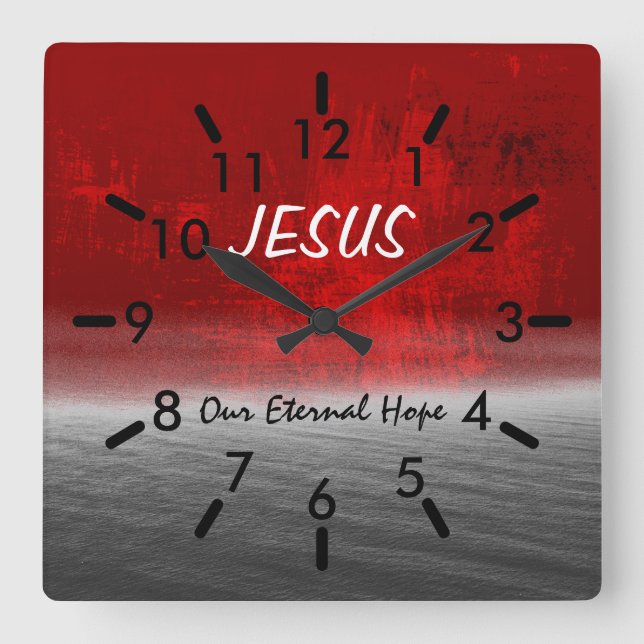 Horloge Carrée Jésus, Notre Eternel Espoir (Recto)
