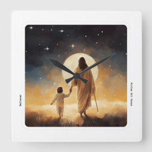 Horloge Carrée Jésus Watch, Bible, Wall Clock, Christianity