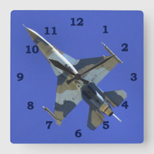 Horloge Carrée Jet électrique de combat du faucon F-16