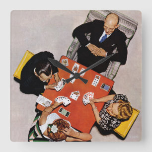 Horloge Carrée Jeu de pont par Norman Rockwell