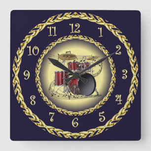 Horloge Carrée Jeu de tambour 02 ~ Défilé musical ~ Or/Navy Blue