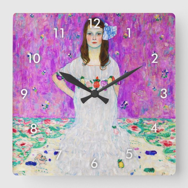 Horloge Carrée Jeune fille, Gustav Klimt (Recto)