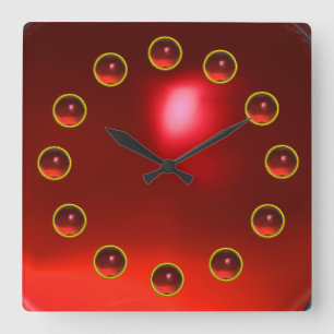 HORLOGE CARRÉE JEUX EN RUBAN 3D ROUGE IMPRIMÉS