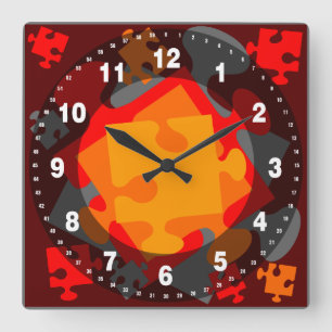 Horloge Carrée Jigsaw Jumble
