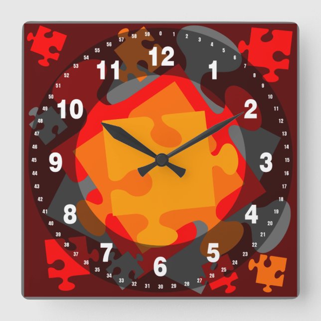 Horloge Carrée Jigsaw Jumble (Recto)
