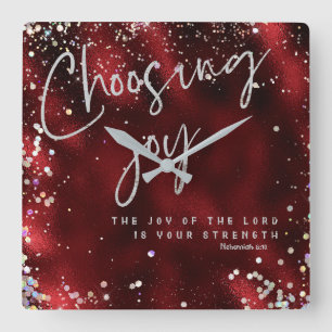 Horloge Carrée Joie du Seigneur est votre force KJV Verse