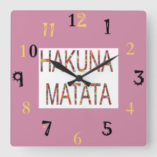 Horloge Carrée Joli cadeau de couleurs vintage africaines Hakuna