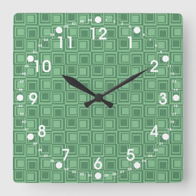 Horloge Carrée Joli Cadeaux Motifs rétro Carré Vert (Recto)