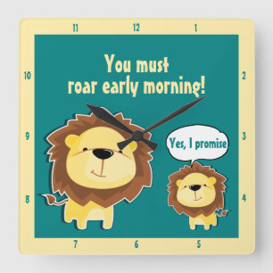 Horloge Carrée Joli Lion Et Baby Cub Anniversaire de enfant