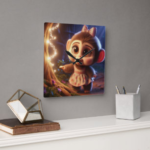 Horloge Carrée Joli singe en robe