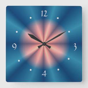Horloge Carrée Joli Ventilateur Rose Bleu Conception>Horloge mura