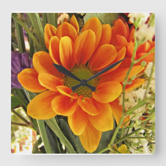Horloge Carrée Jolie fleur (Recto)