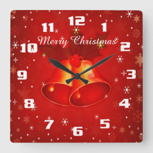 Horloge Carrée Jolies cloches de Noël Joyeux Noël