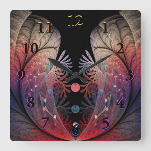 Horloge Carrée Jonglage Abstrait Art moderne Imaginaire fractal