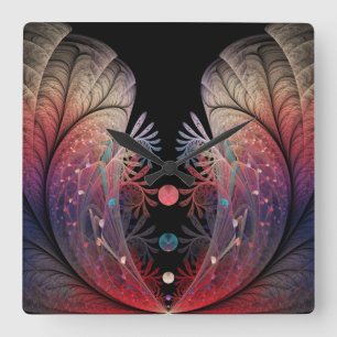 Horloge Carrée Jonglage Abstrait Art moderne Imaginaire fractal