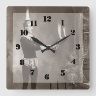 Horloge Carrée Jongleur de feu vintage