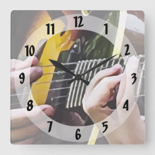 Horloge Carrée Jouer de la guitare
