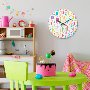 Horloge Carrée Jouer Temps Coloré Enfants Crayon Cercles Carré Mu