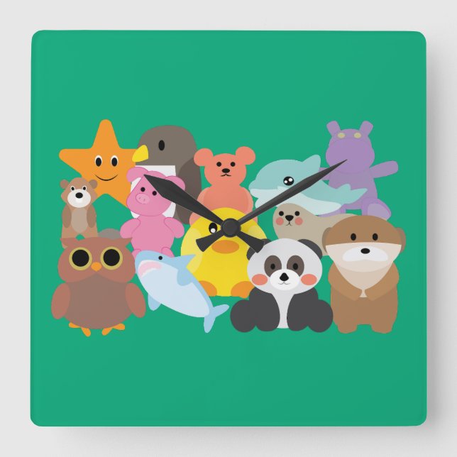 Horloge Carrée Jouets en peluche (Recto)