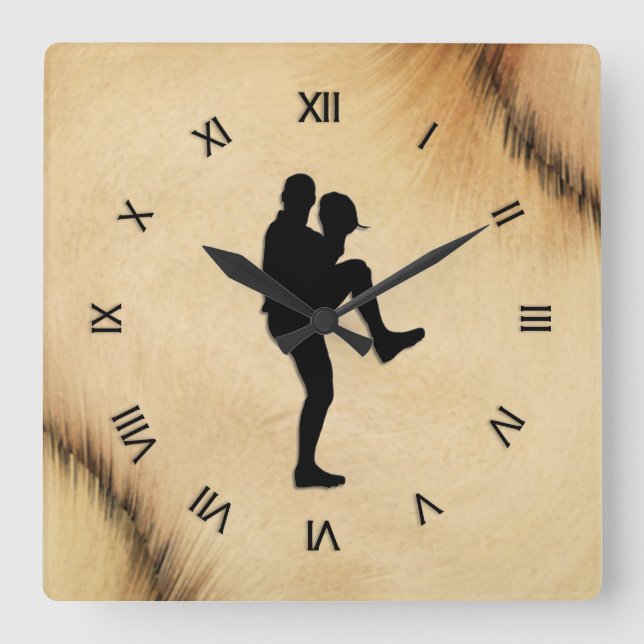 Horloge Carrée Joueur d'antique baseball Roman Numerals (Recto)