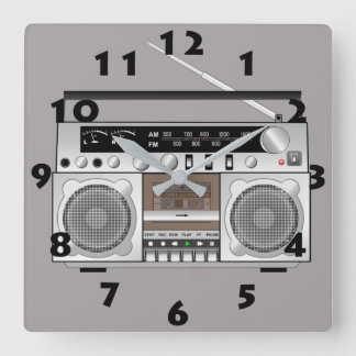 Horloge Carrée JOUEUR DE BANDE RADIO CLASSIQUE vintage DES ANNÉES