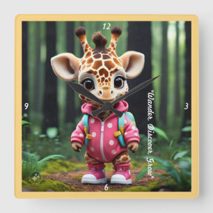 Horloge Carrée "Joueur de la Girafe Bébé"