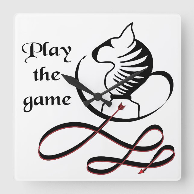 Horloge Carrée Jouez au Jeu Bull Terrier (Recto)