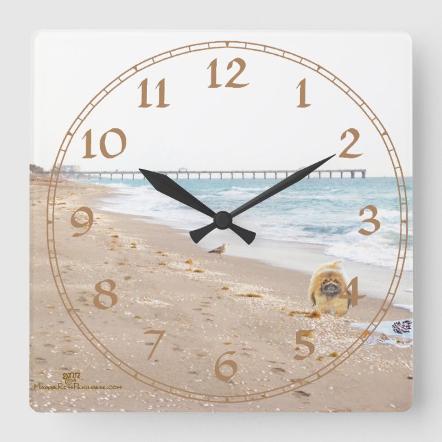 Horloge Carrée Jour de plage (Recto)